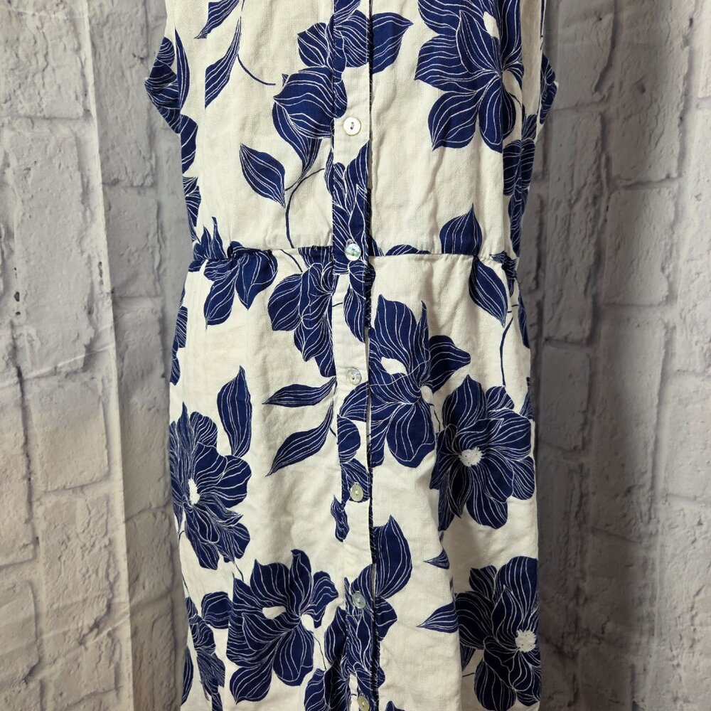 Draper James Extra Large Blue White Floral Cotton Sleeveless Summer Midi Dress - Picture 3 of 11